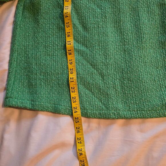 Womens bejeweled neckline jade green bubble sleeve top size medium Vintage Charm - Picture 10 of 10